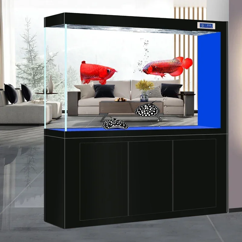

The new ultra-white fish tank screen partition household large aquarium ecological circulation bottom filtration