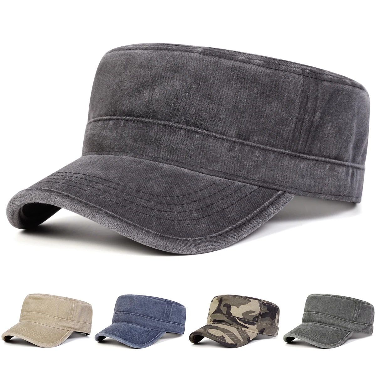 Gorras Militares Unisex Lavables, Gorras de Marinero para Primavera y Otoño, Boinas Grandes, Gorras Planas de Capitán para Hombre, Gorras de la Marina