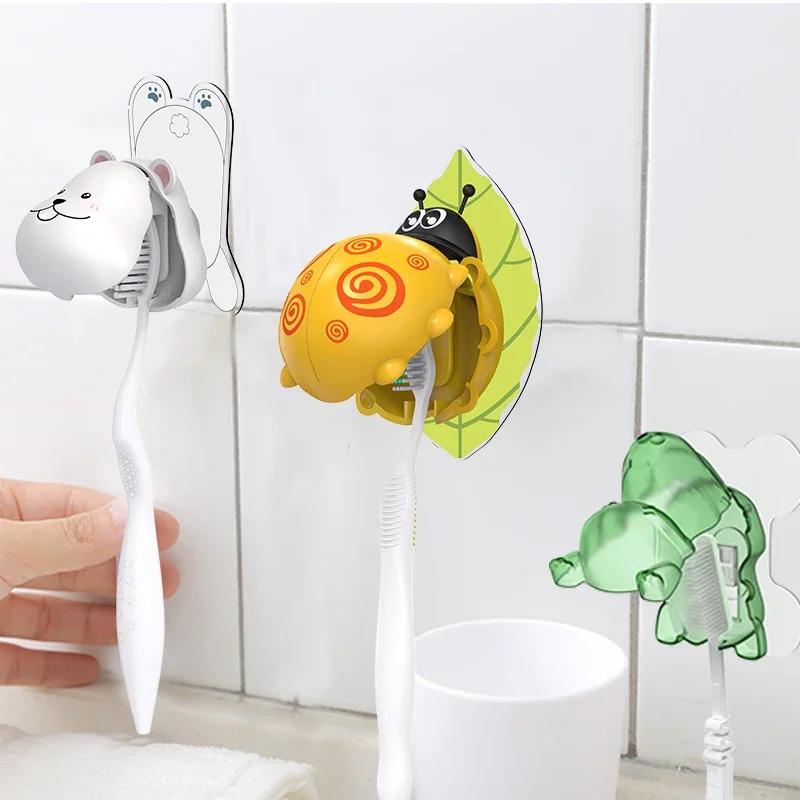 Cartoon Toothbrush Holder Automatic Toothpaste Dispenser Holder Bathroom Accessories Set Wall Mount Rack Bathroom Tools Set