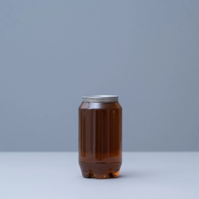 Craft beer can, plastic bottle transparent