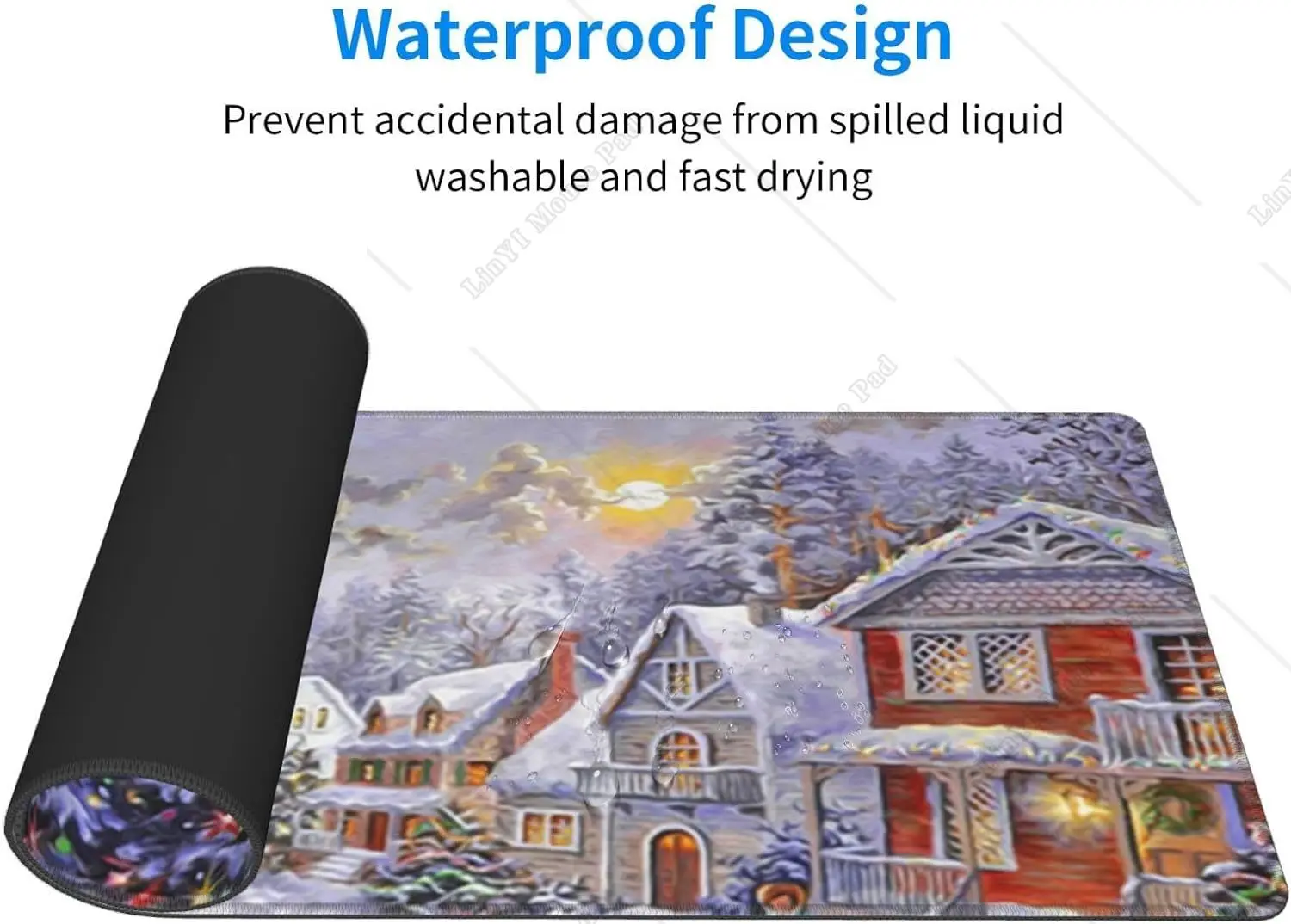 Merry Christmas Gaming Mouse Pad, Base de Borracha Antiderrapante, Árvore de Natal, Xmas Mousepad para Computador, Inverno, 31,5x11,8 polegadas