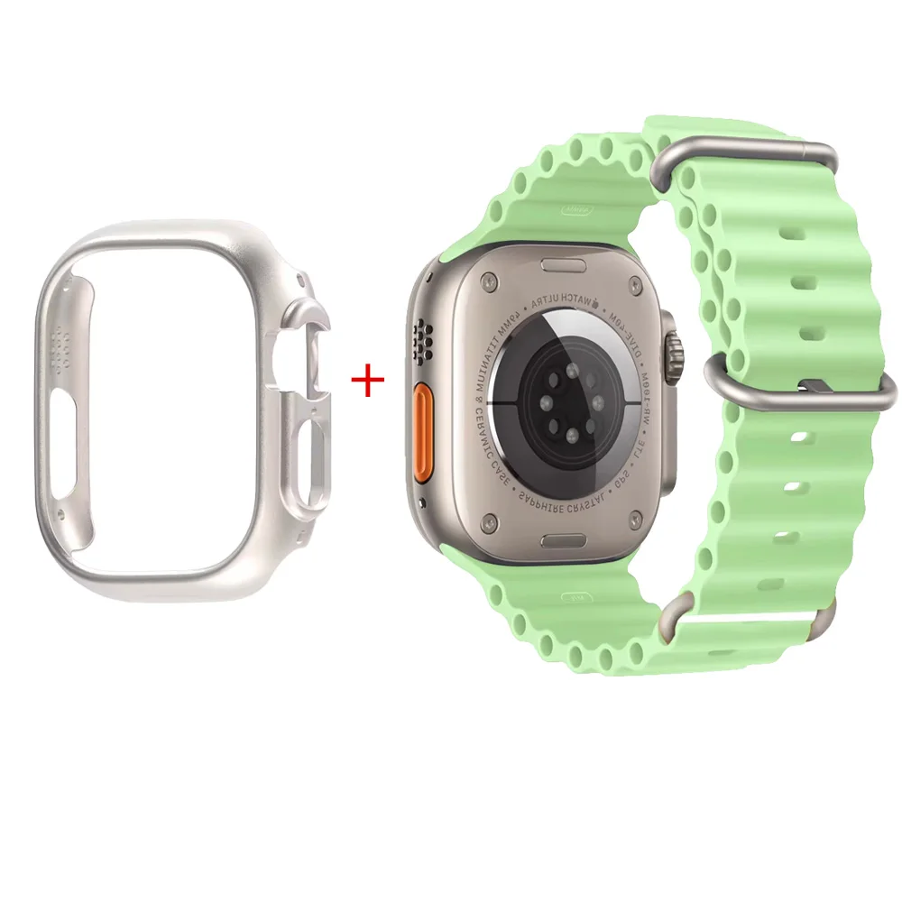 Gehäuse + Armband für Apple Watch Ultra 3 49 mm, hohles Hart-PC-Stoßstangenschale, Zubehör für iWatch-Serie Ultra 2 Ocean-Armband