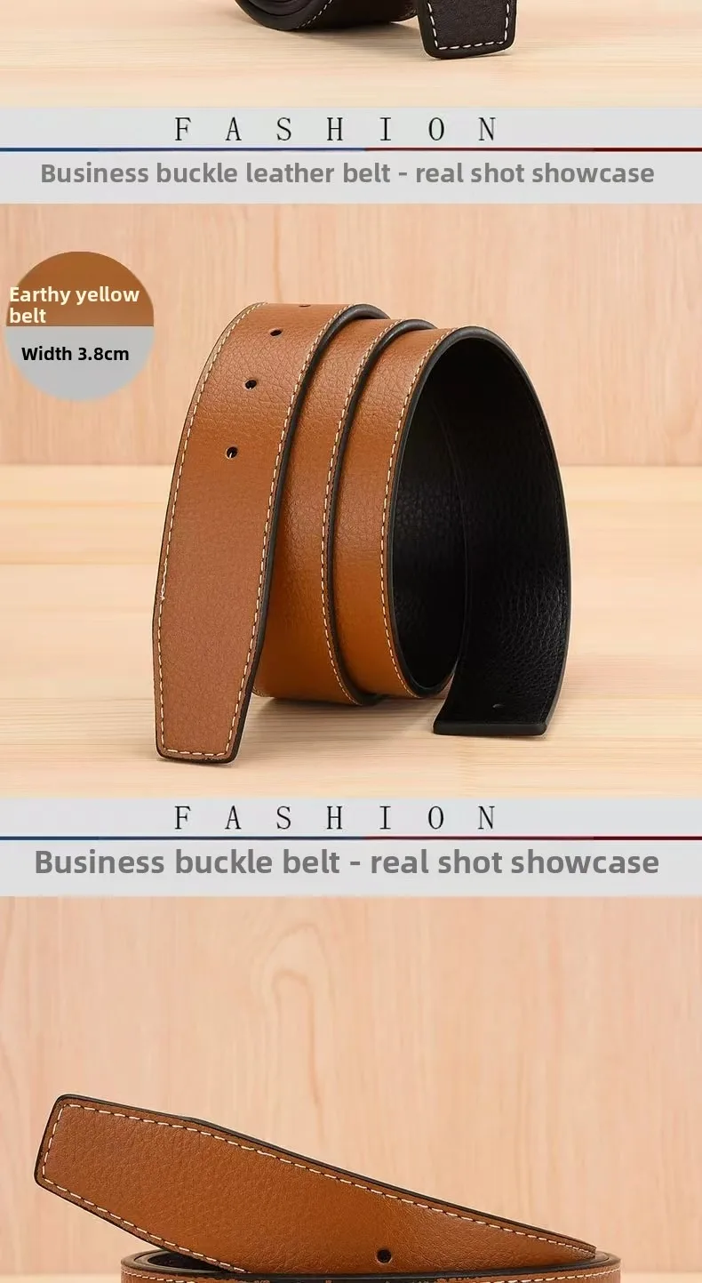 NEUE Luxus Marke Gürtel Männer Hohe Qualität Pin Schnalle Männlich Strap Fashion Echtes Leder Bund Ohne Schnalle 3,8 cm ceinture – Detail 6