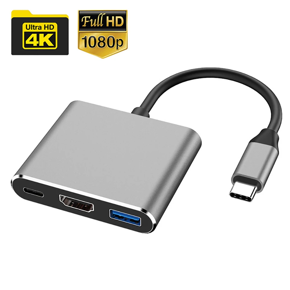 4K Usb C kompatybilny z HDMI konwerter typu C na HD/USB 3.0/typ C Adapter do ładowania Mac Air Pro Huawei Mate10 Samsung S8 Plus