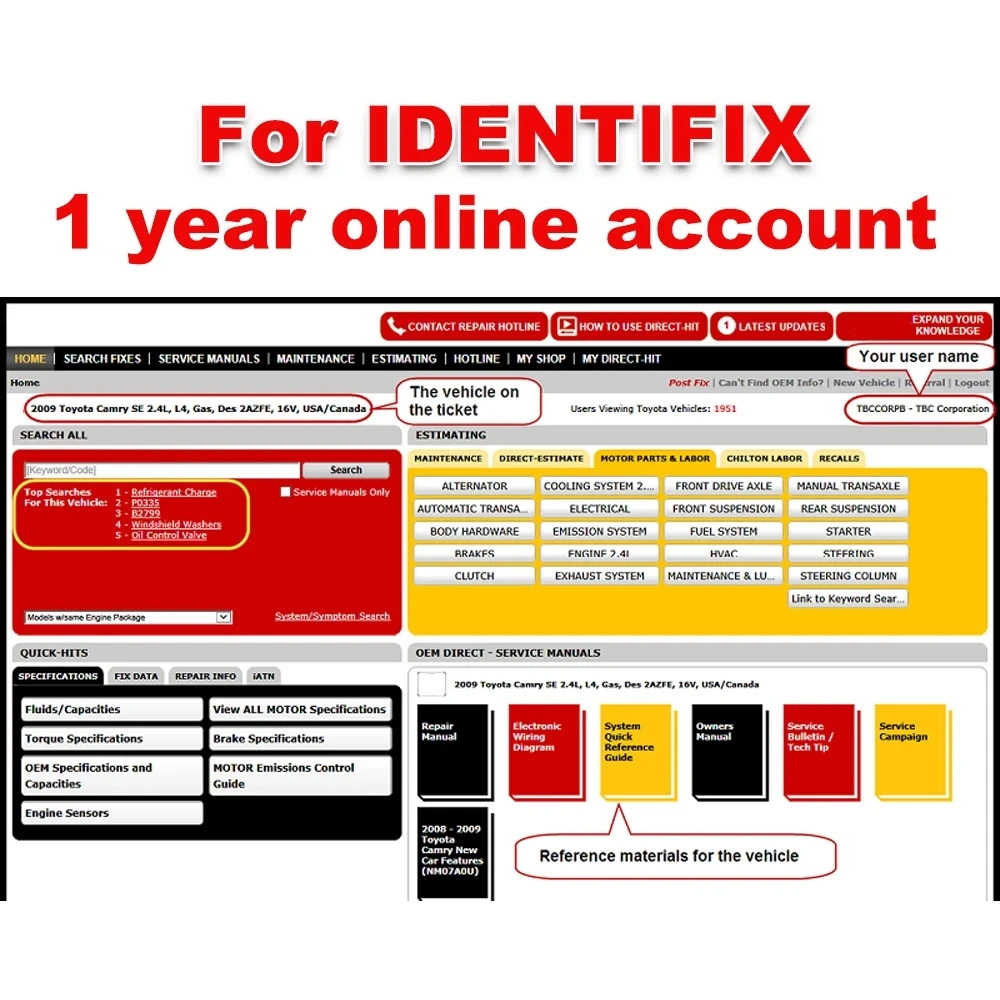 Alldata Autodata Identifix Mitchell One Year Online Account 4in1 Auto Repair Software Updatable Online All Data Car Parts Lookup