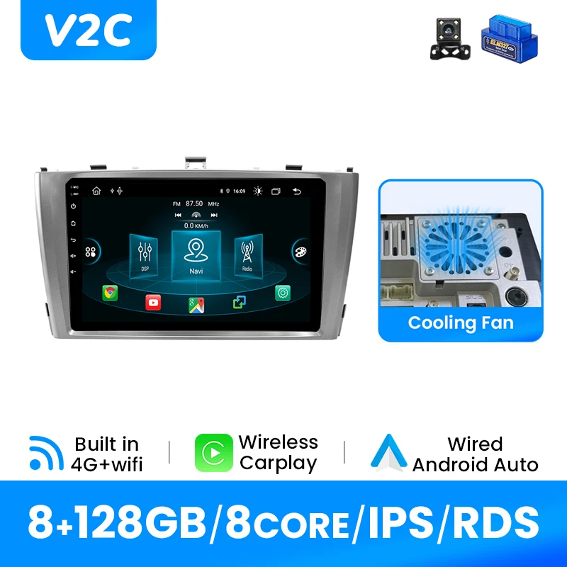Android 14 Autoradio Speler Voor Toyota Avensis 2009-2015 GPS Draadloze Carplay Android Auto IPS Scherm Multimedia DSP 4G Wifi