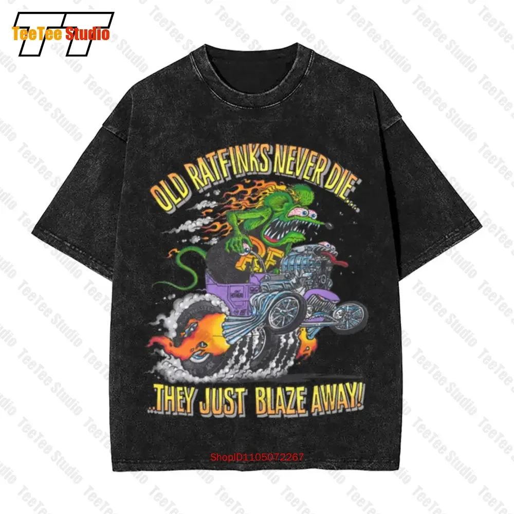 

Мужская белая хлопковая винтажная футболка большого размера Ed Big Daddy Roth Rat Fink Finks Never Die M 3XL 8B21