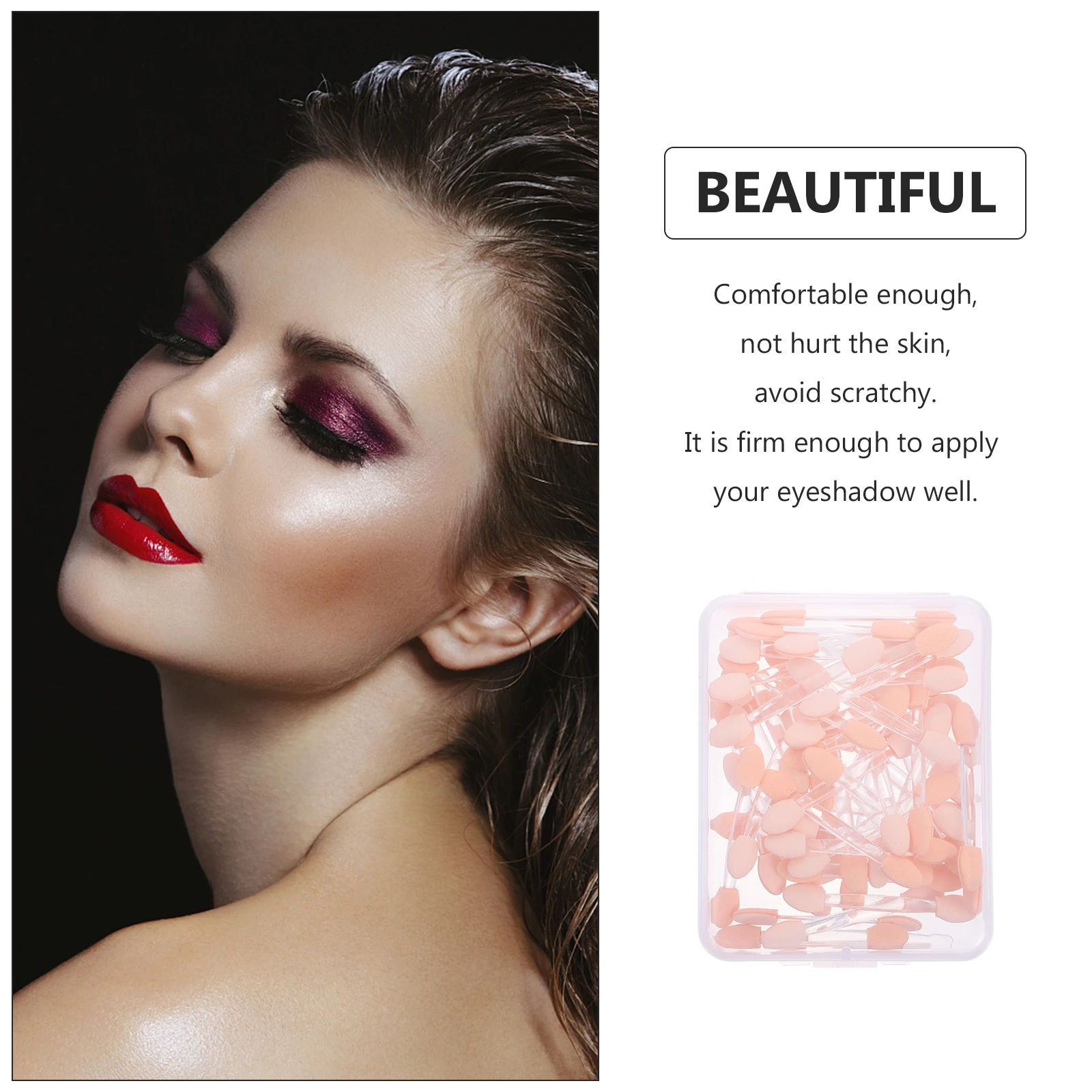 

50pcs Eyeshadow Stick Eye Makeup Tools Lightweight Dual-Ended Applicators For Travel Daily Use Women Makeup