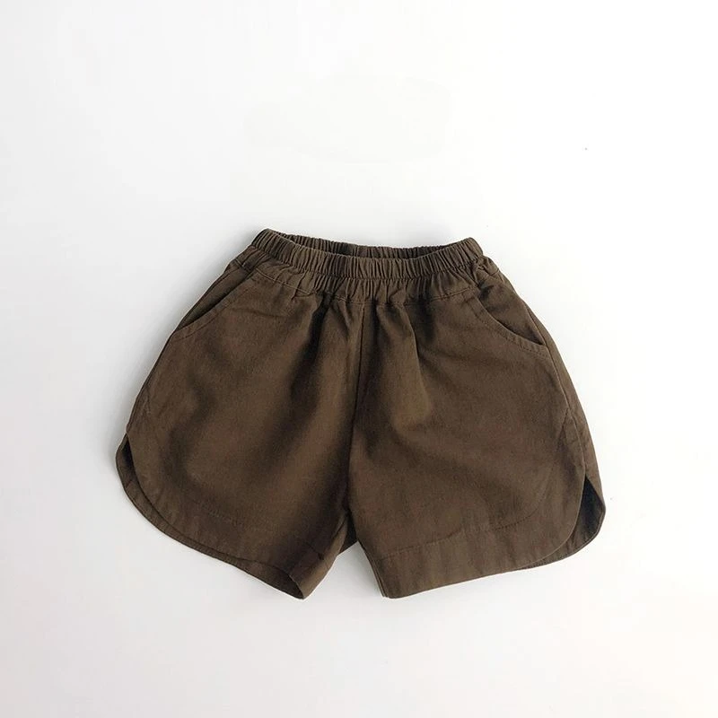 

Boys Girls Korean Style Summer New Casual Shorts Elastic Drawstring Waist Loose Fit Solid Color