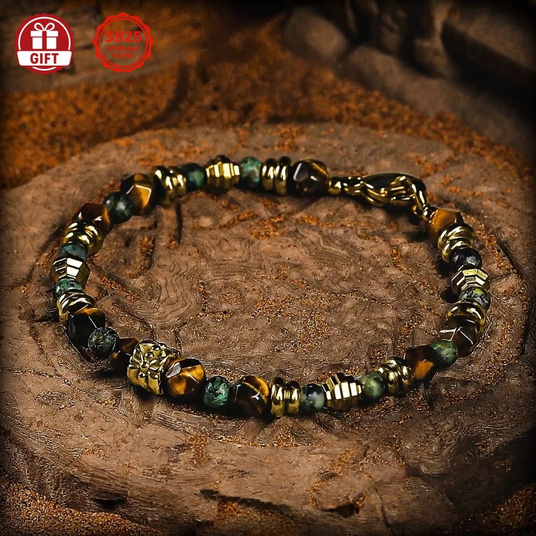 

【Пробуждение】 Мужской браслет с камнем «Тигровый глаз» в древнем стиле — нишевый дизайн браслета для особых случаев, таких как дни рождения.