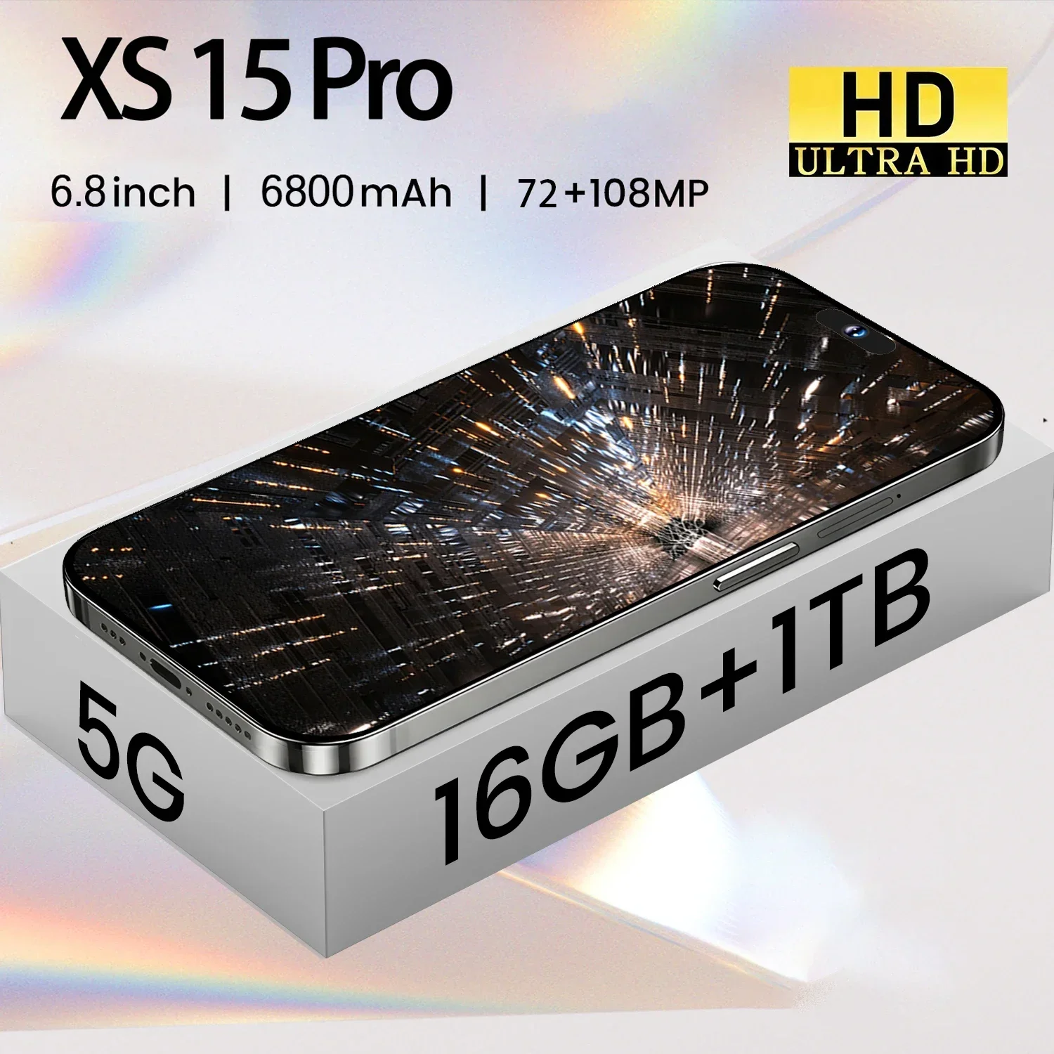 Brand New Original 16GB+1TB For Smartphone 6.8 inch XS15 Pro Full Screen 4G 5G Cell Phone 6800mAh Mobile Phones Global Version