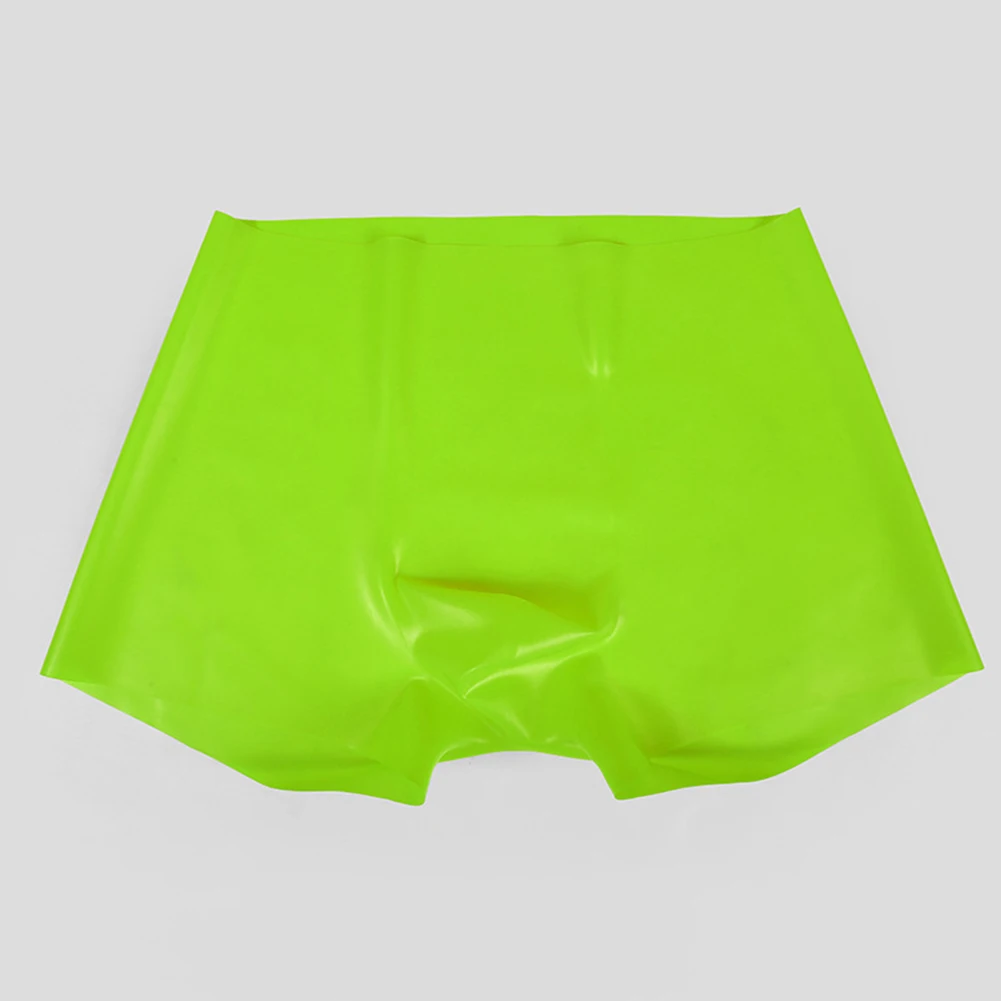 Mens Sexy Latex Underpants Quick Dry Boxer Seamless Briefs See-Through Lingerie Erotic Comfortable Trunks Rubber Safety Panties