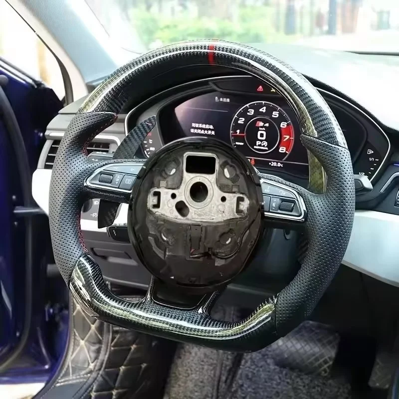 Customized Carbon Fiber Leather Car Steering Wheel For Audi A3 8P 8V A6 C6 C7 A5 Q3 Q5 Q7 A4 B8 B85 B9 RS4 RS6 Steering Wheel