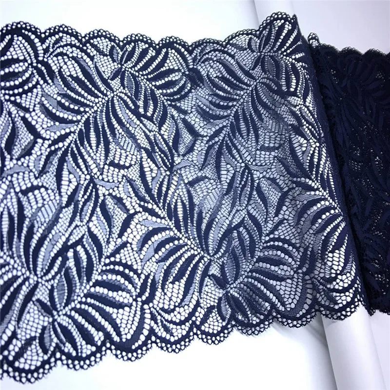 Geometric Pattern Lace Spandex Nylon Trimming Lace Elastic Dark Blue Ribbon Bra Making Lace DIY Navy Blue Lace