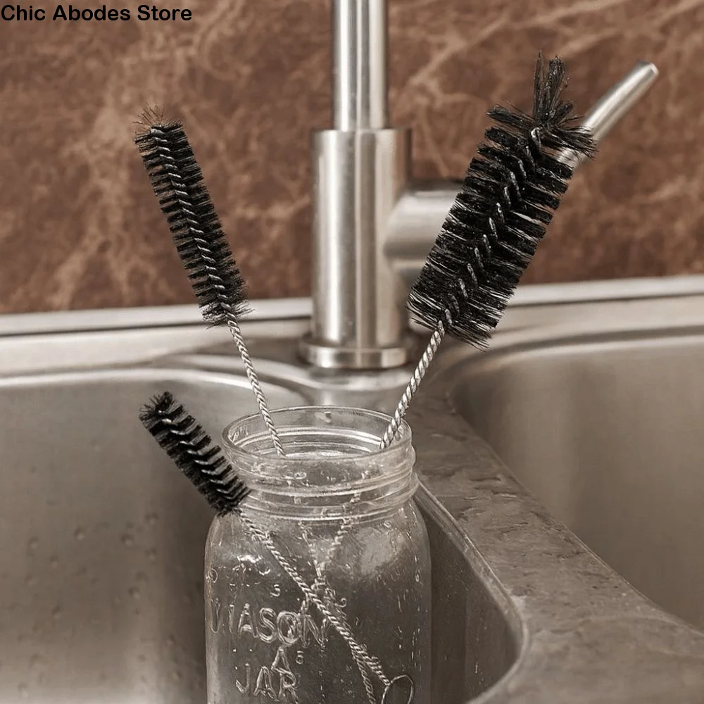 

3pcs/set Soft Hair Brush Bottle Cleaning Brushes Flexible Reusable Gap Brush with Hanging Hole Cup Cleaning Brush