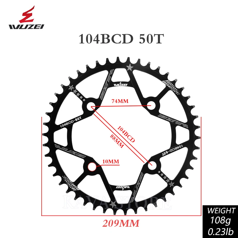 Wuzei 104BCD MTB Kettenblatt Narrow Wide 104 BCD Krone Mountainbike-Kettenrad 30 32 34 36 38 40 42T Fahrrad-Sternkettenblatt