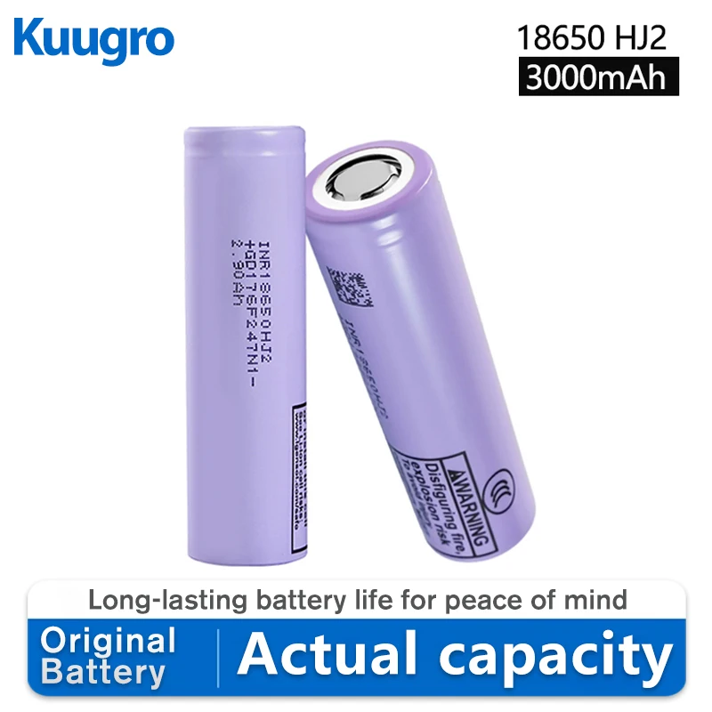 Kuugro HJ2 3.7v 18650 3000mAh Lithium Rechargeable Batteries Continuous Discharge 30A For Drone Power Tools