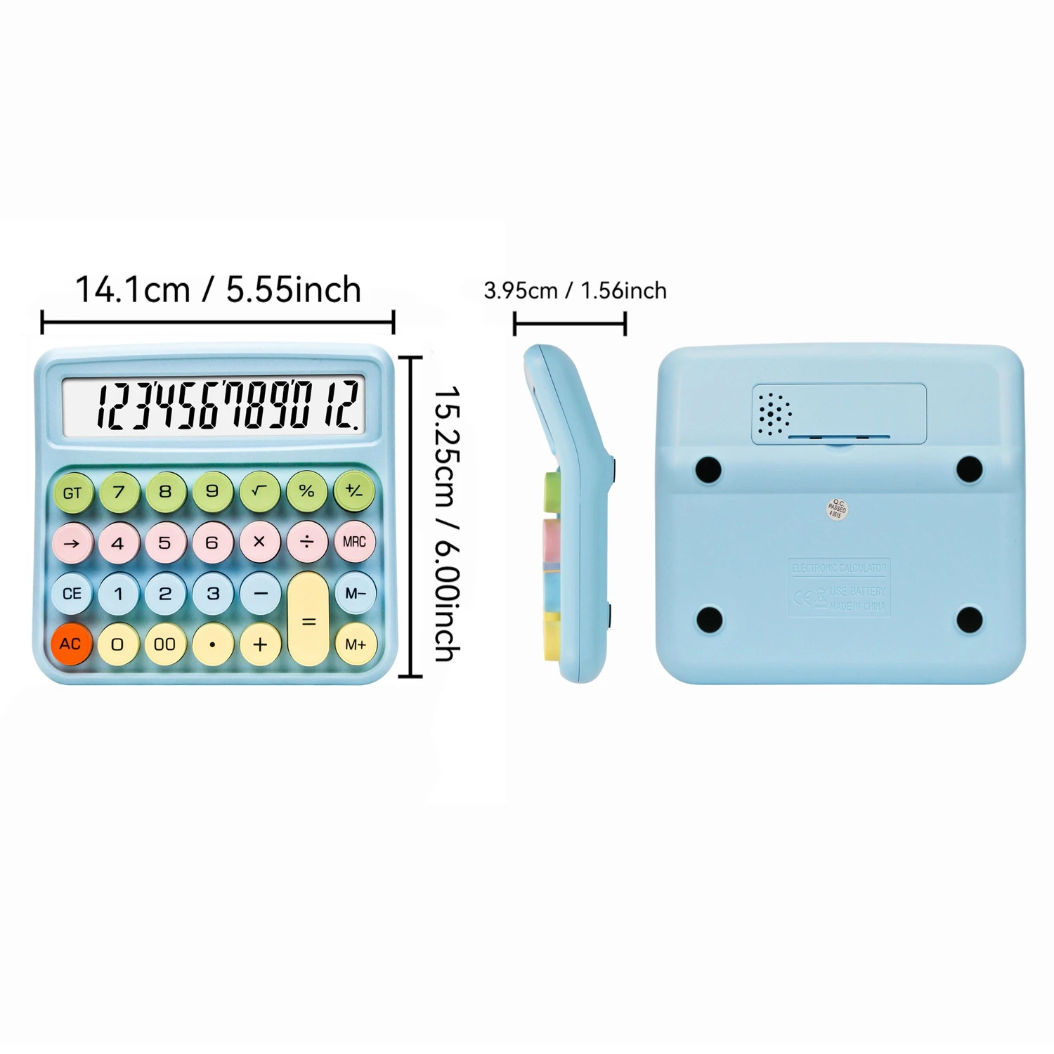 Color-Keyed 12-Digit Large-Display Calculator, Ideal for Office, School, and Home Use