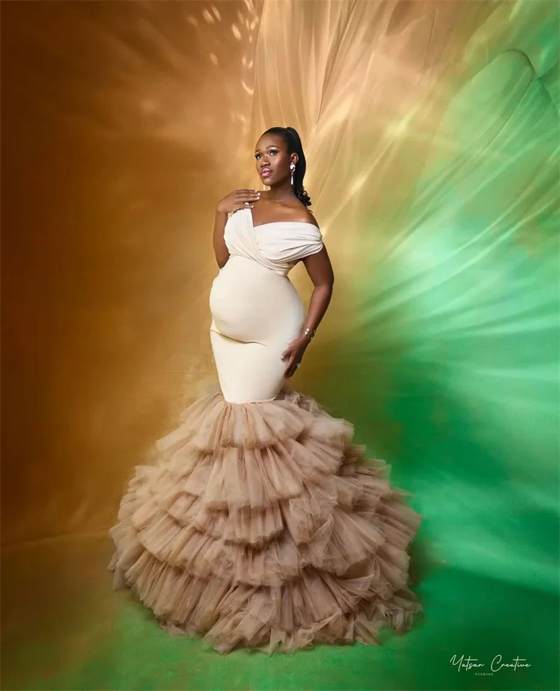 Luxury Woman Wedding Sleepwear Maternity Prom Dress Sexy V Neck Pregnancy Bridal Robes Evening Gown Autumn Fall Customized