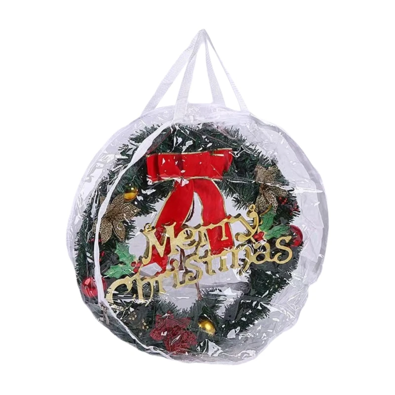 2025 New Transparent Wreath Storage Container Round Bag for Seasonal Christmas Decoration