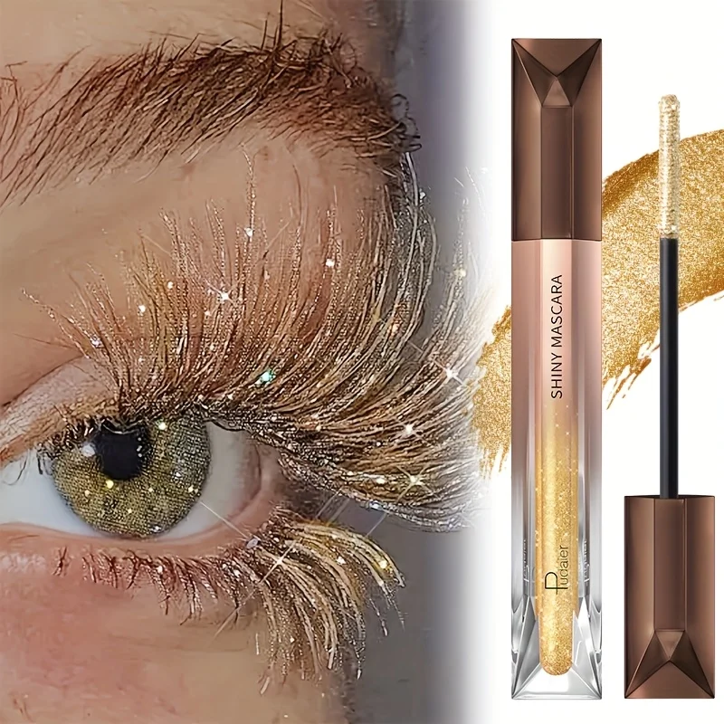 Glitzernde funkelnde Wimperntusche, langlebig, Effekte, wasserfest, wischfest, zerkleinerte Diamant-Wimperntusche, perlmuttartig, feiner Blitz