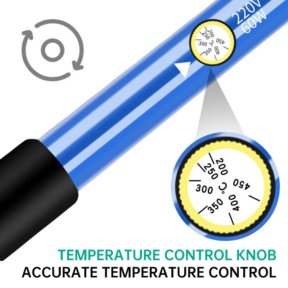 Soldador eléctrico de temperatura ajustable con interruptor de Control, estación de soldadura, puntas de lápiz de calor, 220V, 110V, 60W