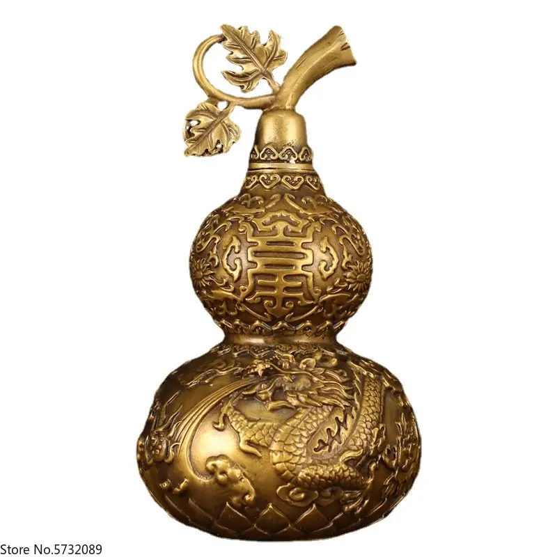 

Copper gourd decoration, pure copper home decoration, large dragon and phoenix open gourd, living room, bedroom, entrance