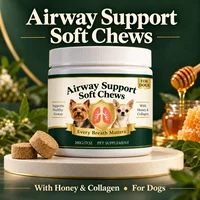 Dog Airway Support Soft Chews with Honey & Collagen 200g Pet Supplement for Healthy Breathing Daily Care for Small & Large Dogs 6