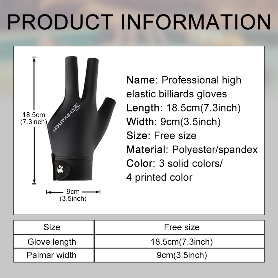 GTUBIKE 1PC Billard Handschuh Linke Hand Drei Finger Snooker Billard Handschuh Nicht Slip Aufkleber Elastizität Billard Training Handschuhe – Detail 10