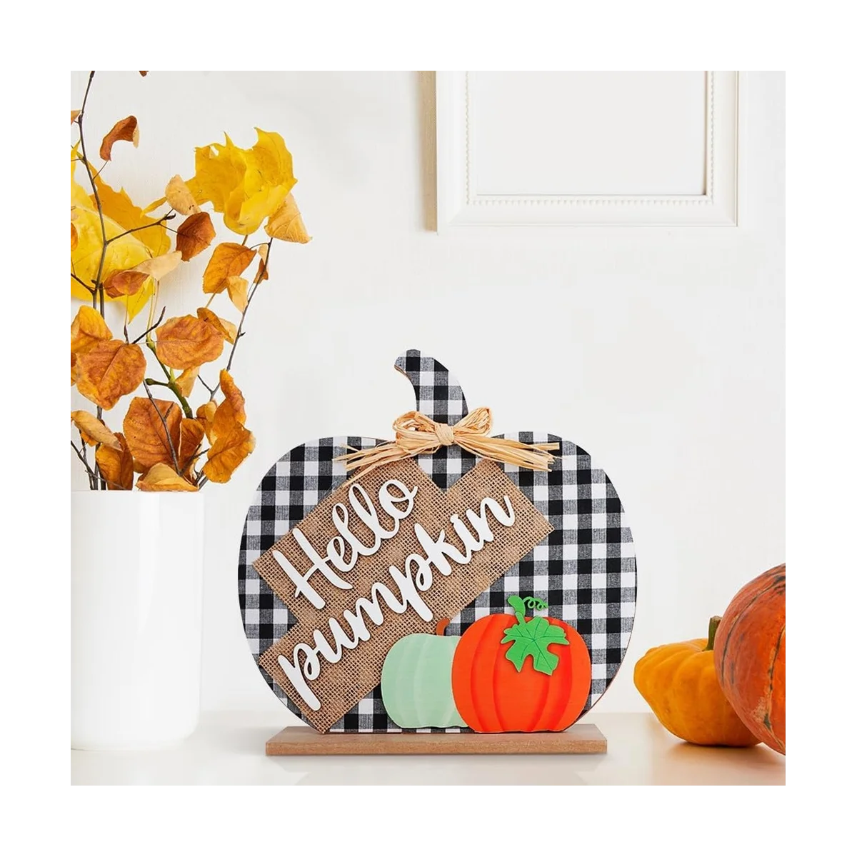 Fall Decor, Wooden Pumpkin Sign for Table, Fireplace and Desk Decor Farmhouse Fall Decorations for Home