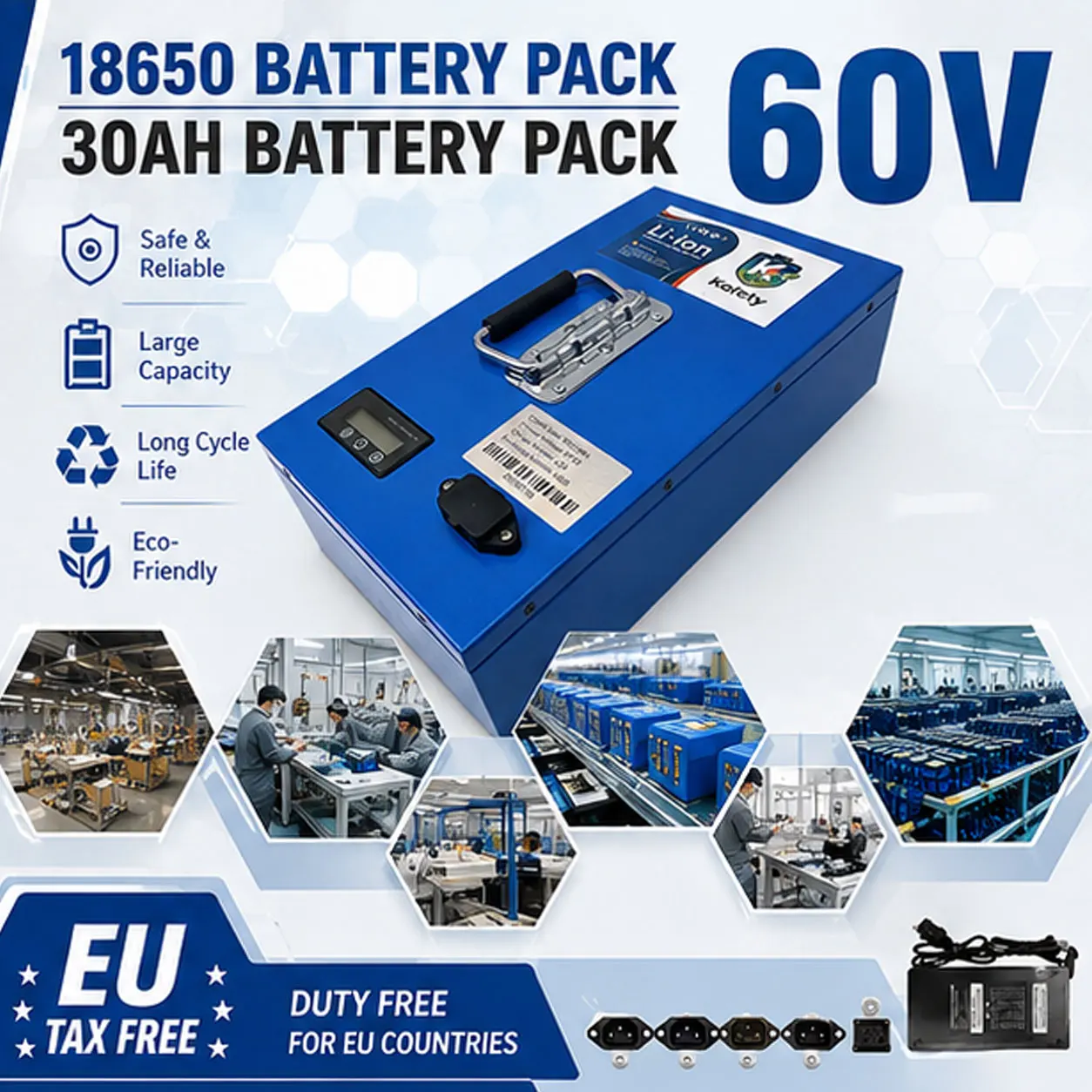 Image of Schneller Lufttransport, 60V 30AH, Versand innerhalb von 24 Stunden, 21700 Lithium-Batterie, Lithium-Batteriepack, geeignet für Motoren unter 3000W.