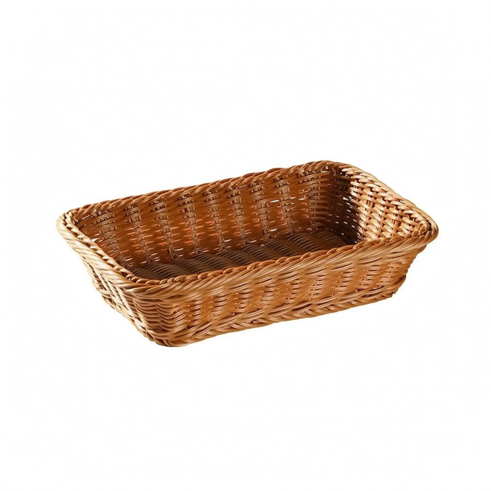 Rectangular Rattan Basket Handwoven Wicker Storage Tray Shallow