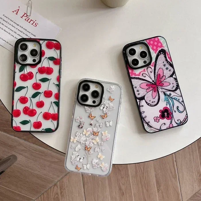 

2.0 MagSafe Acrylic Cherry Butterfly Phone Case Cover for IPhone 11 12 13 14 15 16 Pro Max Case for IPhone 15 16 Pro Max