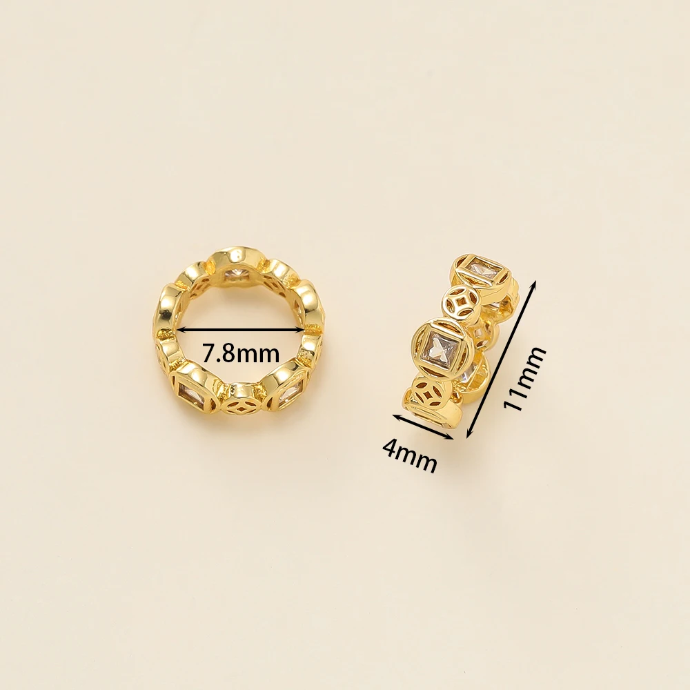 2Pcs/Pack 14/18k Gold Color Plated Round Shape Spacer Beads with Zircon for Jewelry Making Bracelet Necklace DIY Accessories