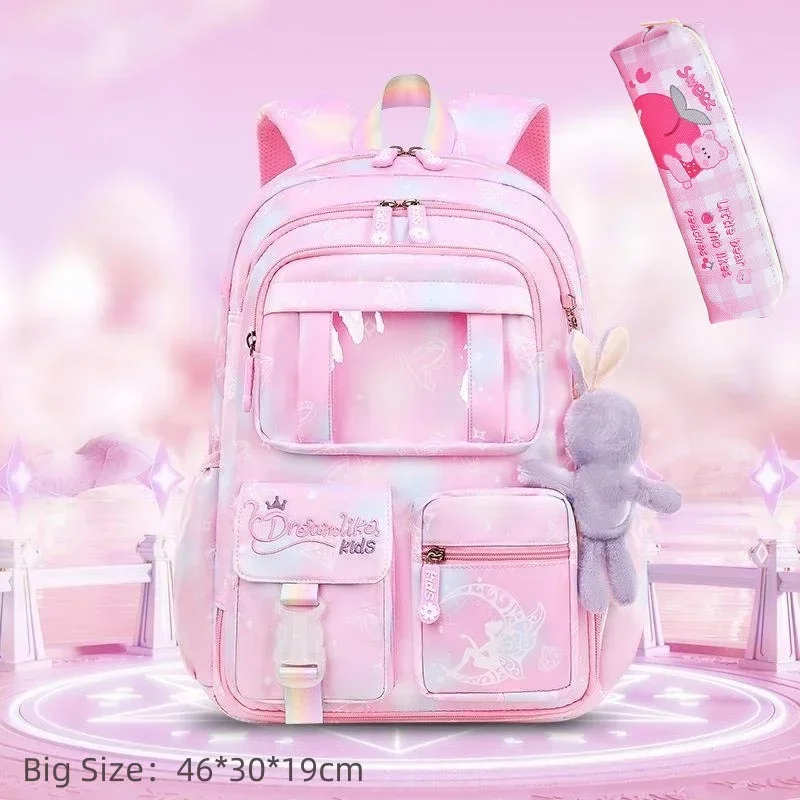 2023 New Schoolbag Student Girls Children\'s Princess Refrigerator Door Backpack Spine Protector School Book Shoulder Bags