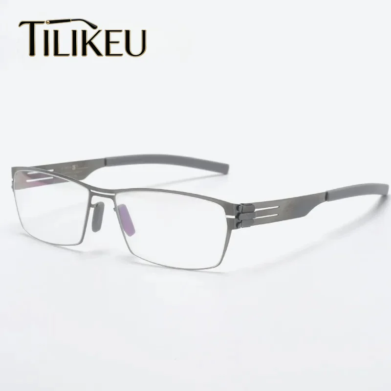2026 German Designer Screwless Eyewear Aviation Stainless Steel Square Retro Men Eyeglasses Frame Computer Reading Glasses Frame