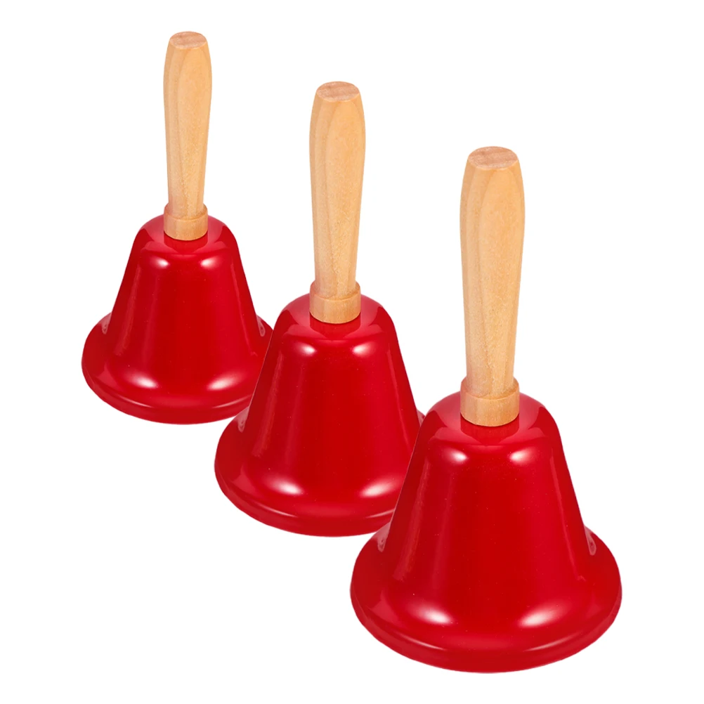 

3Pcs Hand Bell Portable Lightweight Metal Bell for Desk Classroom Service Reception Wedding Party Birthday Decorative Attention