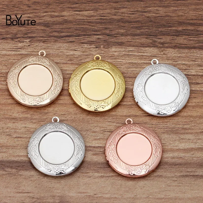 BoYuTe (10 Pieces/Lot) 32MM Metal Brass Locket Pendant Vintage Round Floating Photo Locket Jewelry