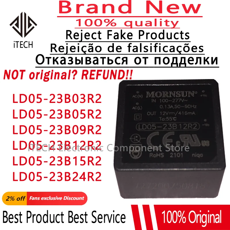 

1pcs Original and Genuine LD05-23B03R2 LD05-23B05R2 LD05-23B09R2 LD05-23B12R2 LD05-23B15R2 LD05-23B24R2 AC-DC Converter