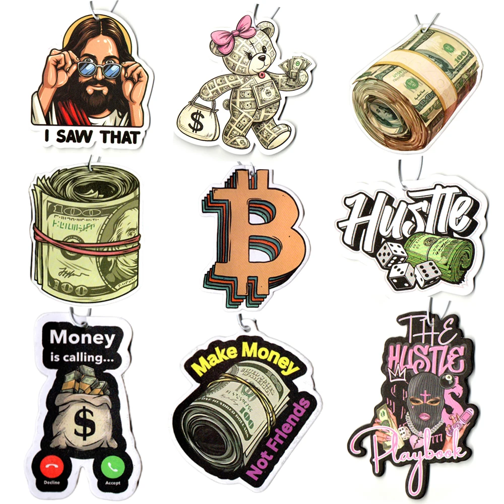 Car Air Freshener Dollar Design Hanging Rearview Mirror Perfume Flavoring Money Stack Solid Paper JDM Accessories Trendy Money