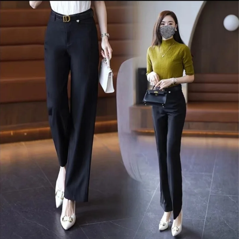 

Korean style elegant draped suit pants women's spring fashionable all-match narrow wide-leg pants high waist slimming casual pan