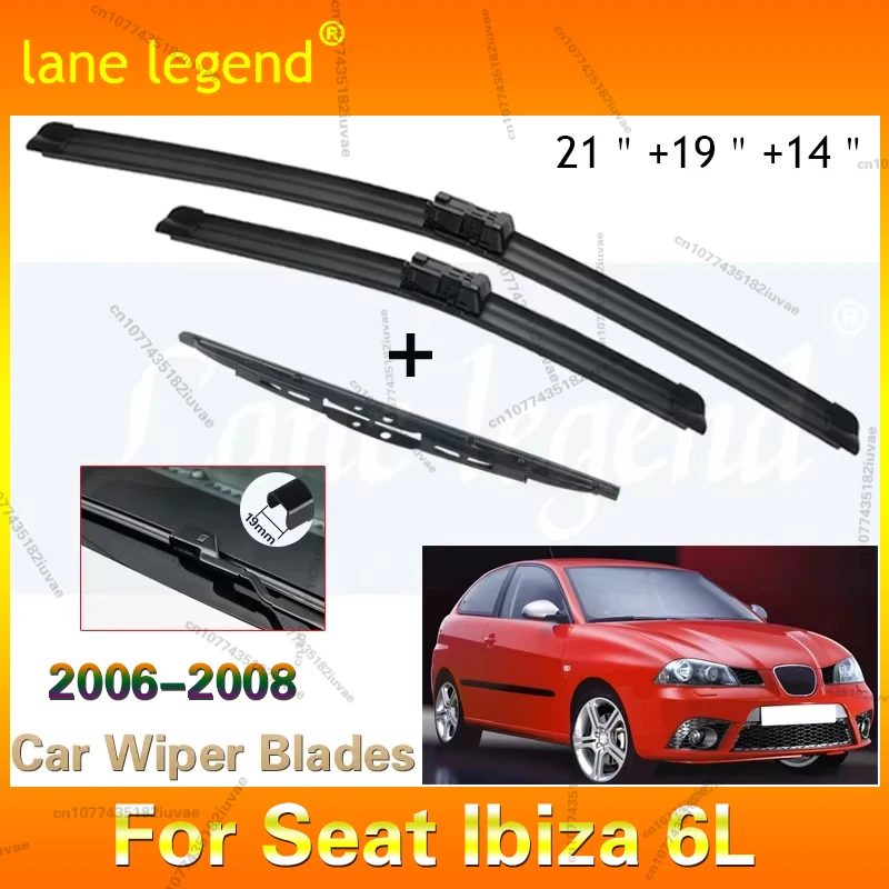 

Car Wiper Front & Rear Wiper Blades Set For Seat Ibiza 6L 2006 - 2008 Windshield Windscreen Window Brushes 21"+19"+14"