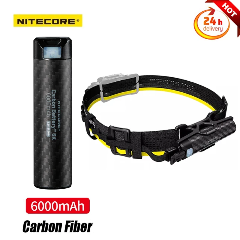 NITECORE Carbon Battery™ 6K Kit Extended Head lamp Runtime,USB-C Rechargeable 6000mAh Lithium Battery for off-road running