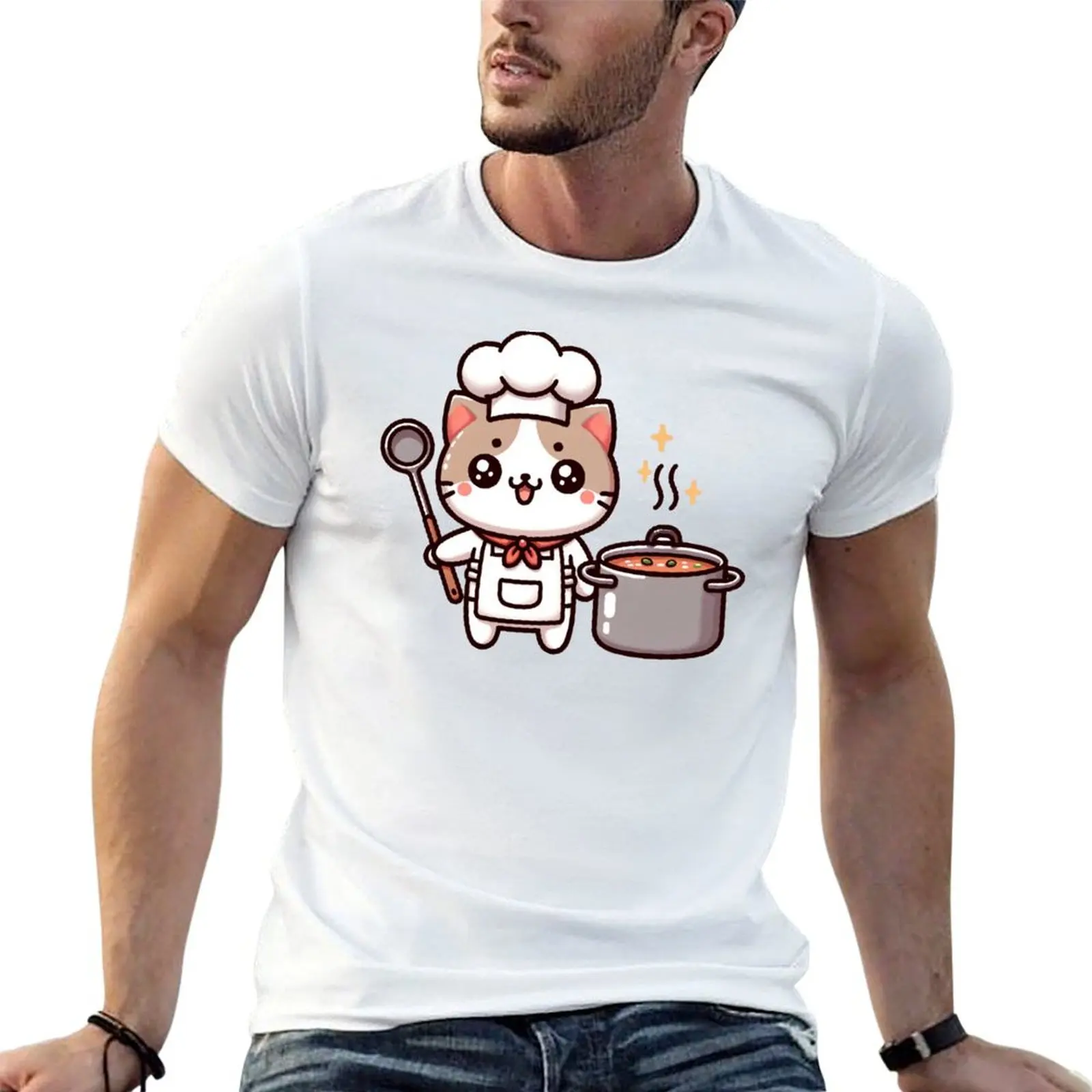 

Whisker Gourmet: Kawaii Chef Cat Cooking Up Cuteness in the Pot T-Shirt t shirt man plain t shirt man luxury T-Shirt