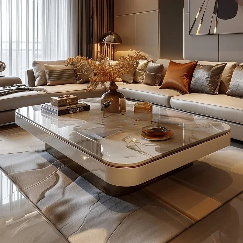 

D06 Marble coffee table living room light luxury modern high-end design storage tea table tea table