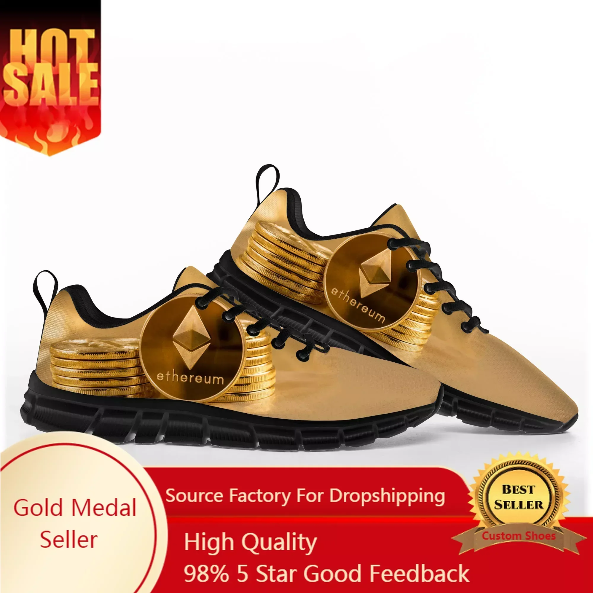 Ethereum Cryptocurrency ETH Coin Sports Shoes Mens Womens Comfortable Sneakers Casual Custom High Quality Couple Shoe