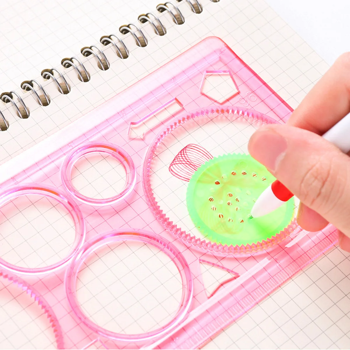 3pcs Geometric Drawing Tool Creative Stationery Ruler For Kids Learning Art Craft Kit Random Color Template Stencil Student