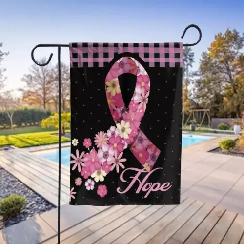 Breast Cancer Awareness Flag, Breast Cancer Pink Ribbon Flag, Faith Hope Love GGP FFL EEN AAL HHM WZZ yyi