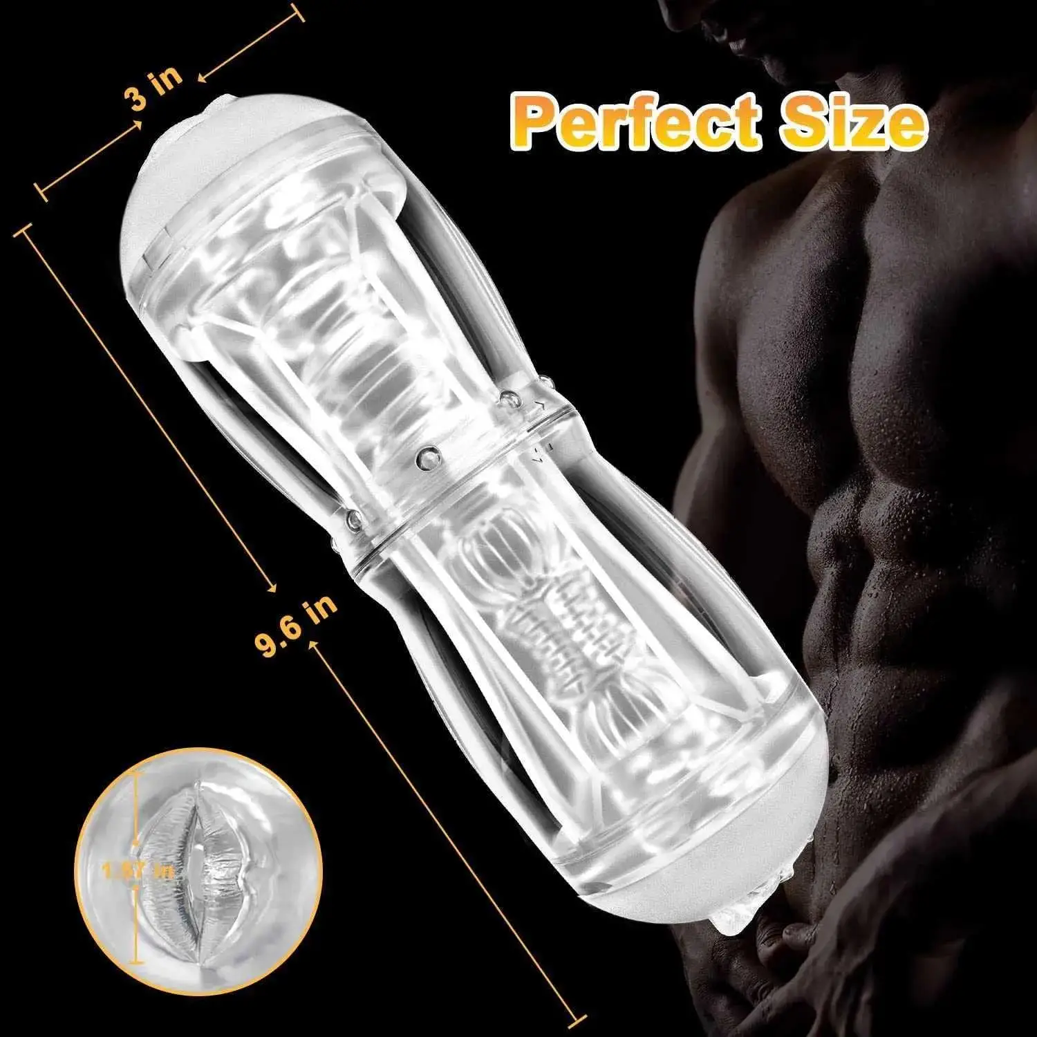 Transparent Masturbator Sex Toy para Masculino, Boquete Sim, 360 Rotating Pocket Pussy, 3D Texturizado, Vaginal apertado, Boquete, Cristal, Sexo