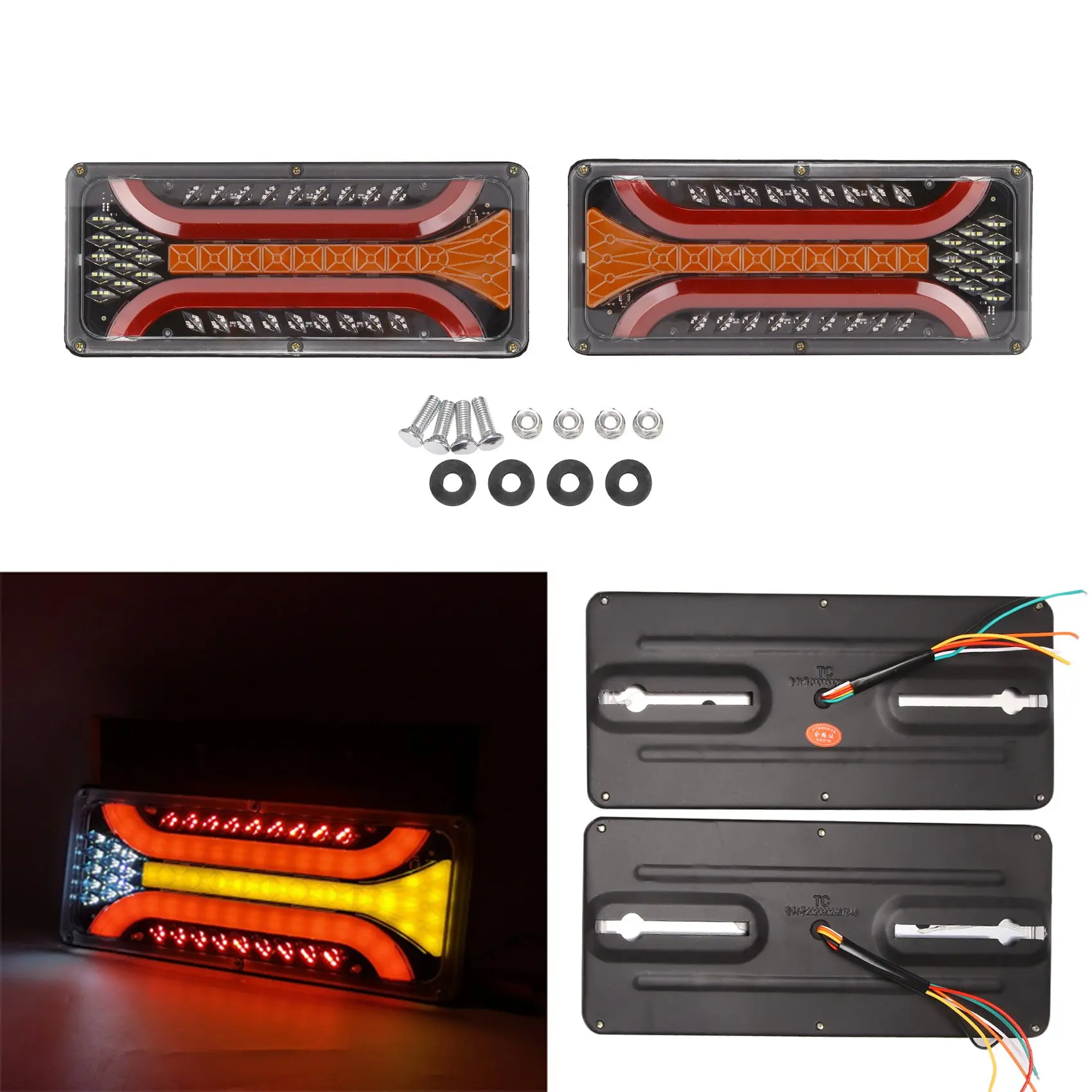 2X 24V LED Car Truck Tail Lights Taillight Rear Brake Light Indicator Stop Signal Lamp Trailer Caravan Lorry Bus Boat RV